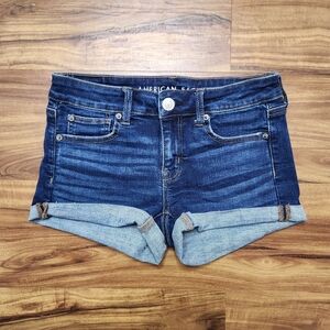 American Eagle Shortie Dark Blue Denim Shorts Size 4